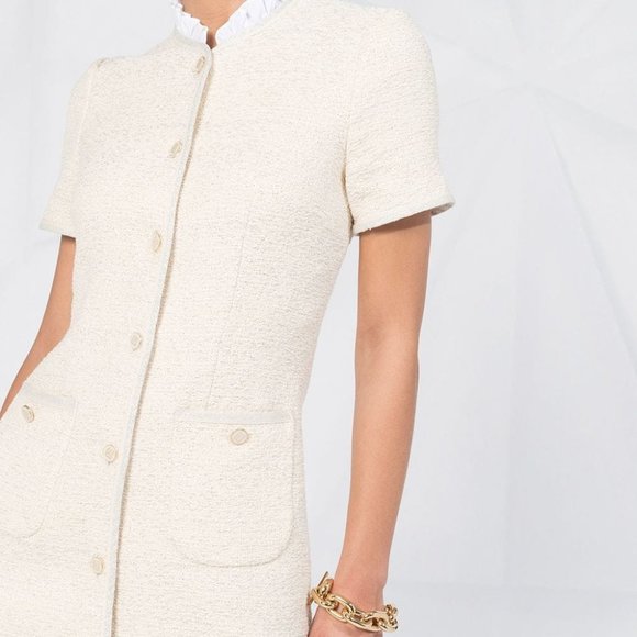 Sandro Metallic Ivory Tweed Dress - Picture 3 of 6